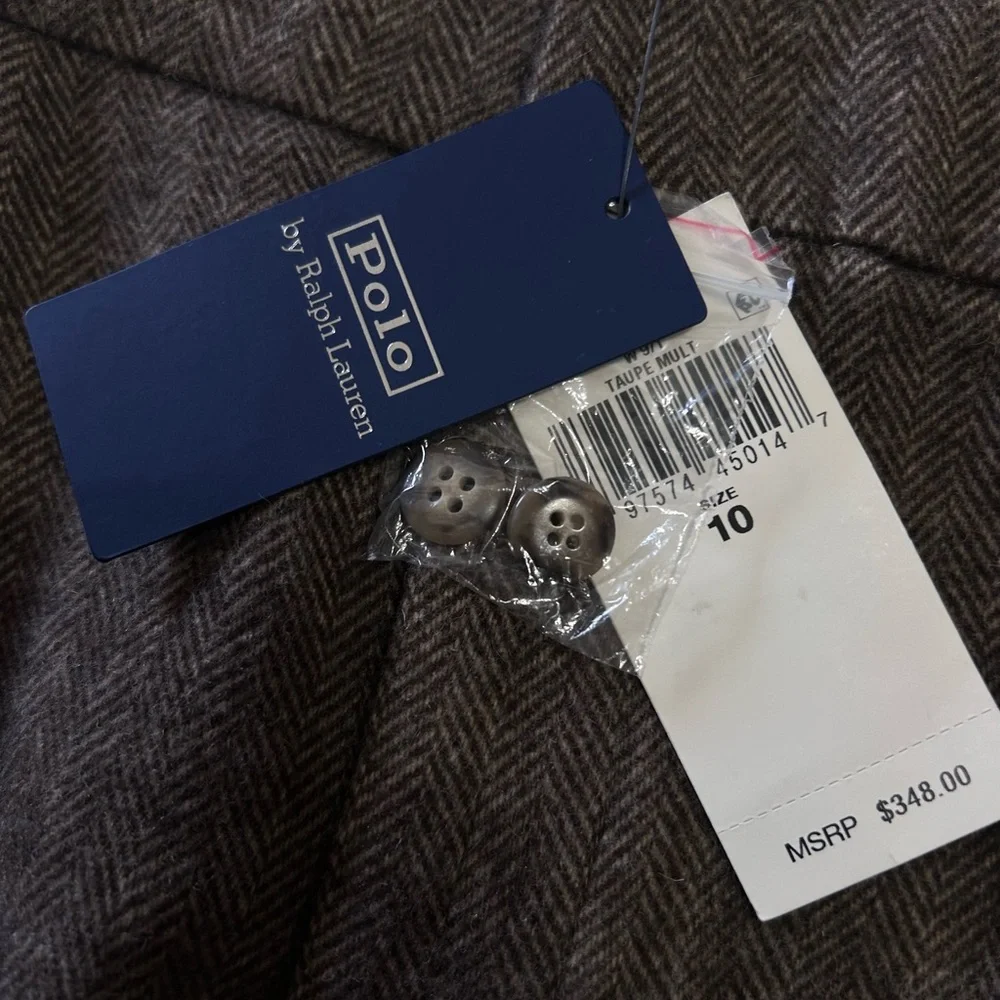 Ralph Lauren Taupe Herringbone Pants Size 10 - Picture 6 of 11